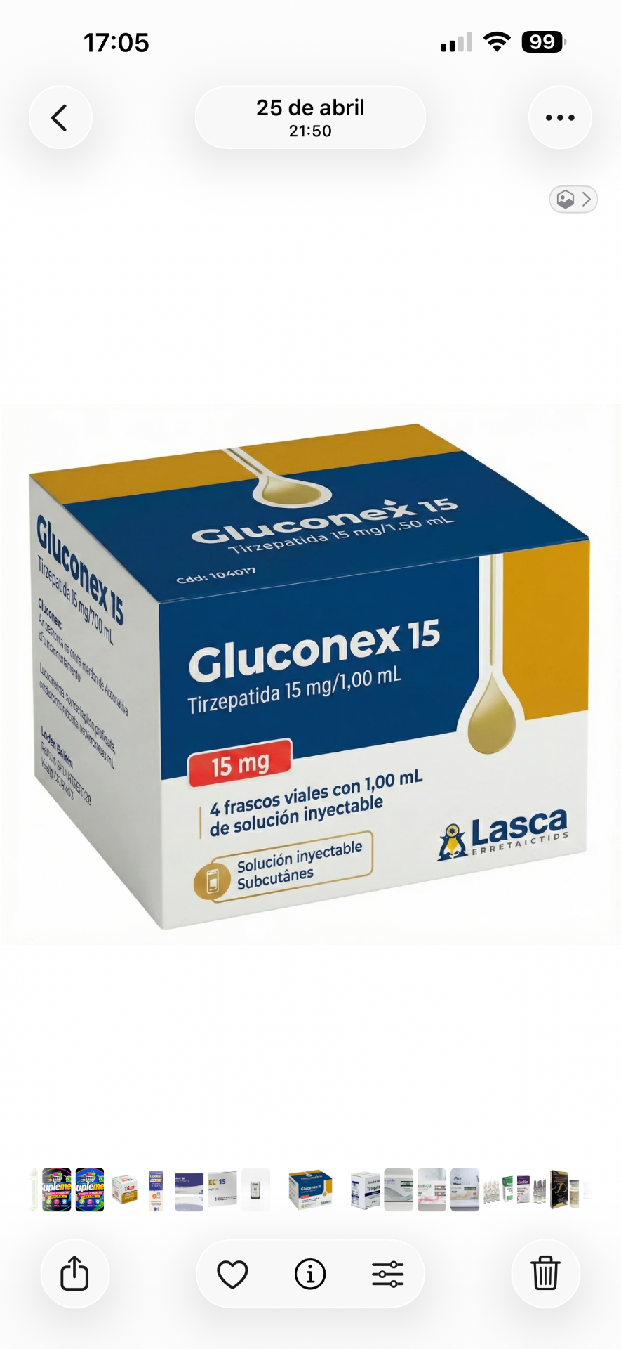 Gluconex 4 ampolas 15 mg