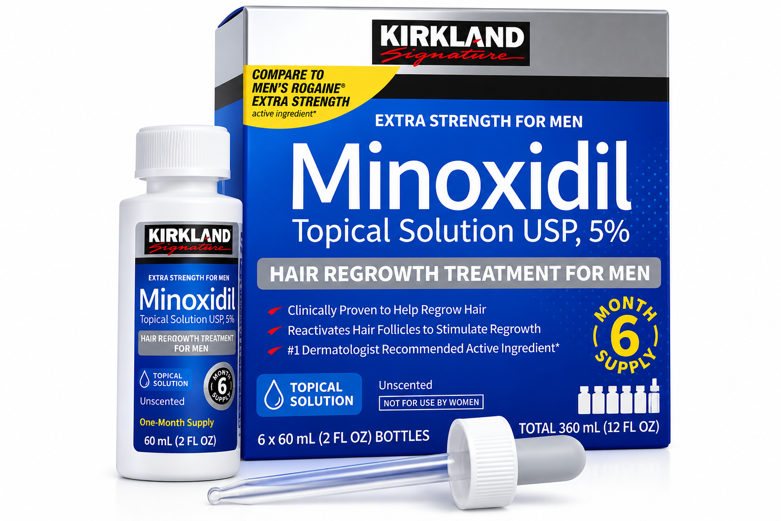 Minoxidil 5% Kirkland Signature — 6 x 60 mL